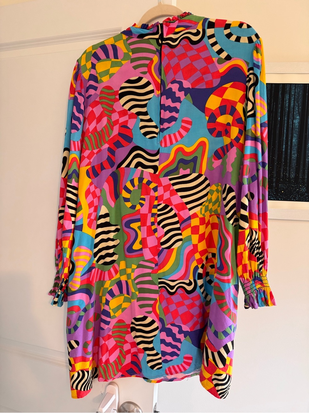 Nooworks - Party Time - Vibrant Multicolor Abstract Print Long-Sleeve Dress - Picture 2 of 6